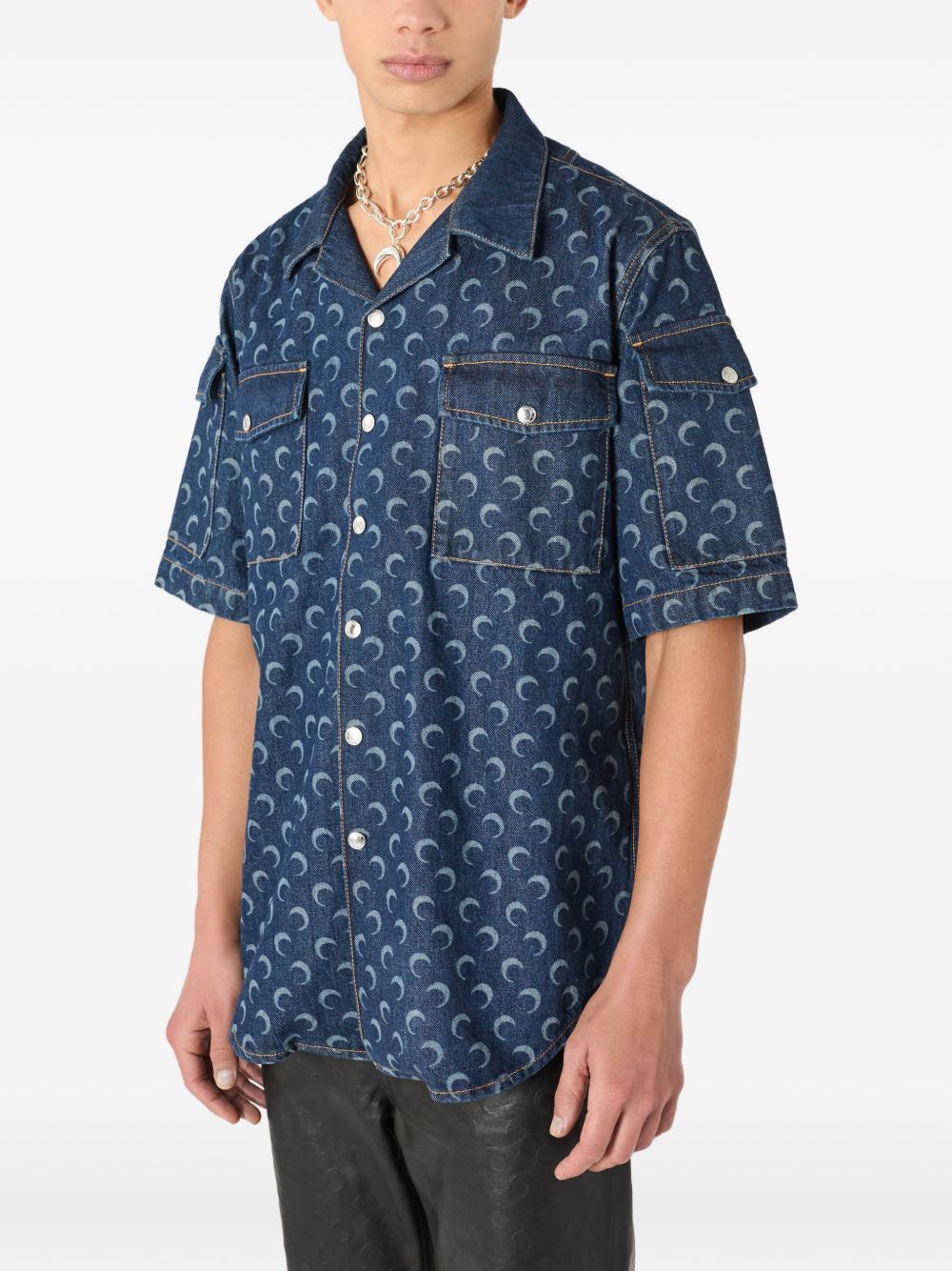 Marine Serre Men's Moon Denim Shirt