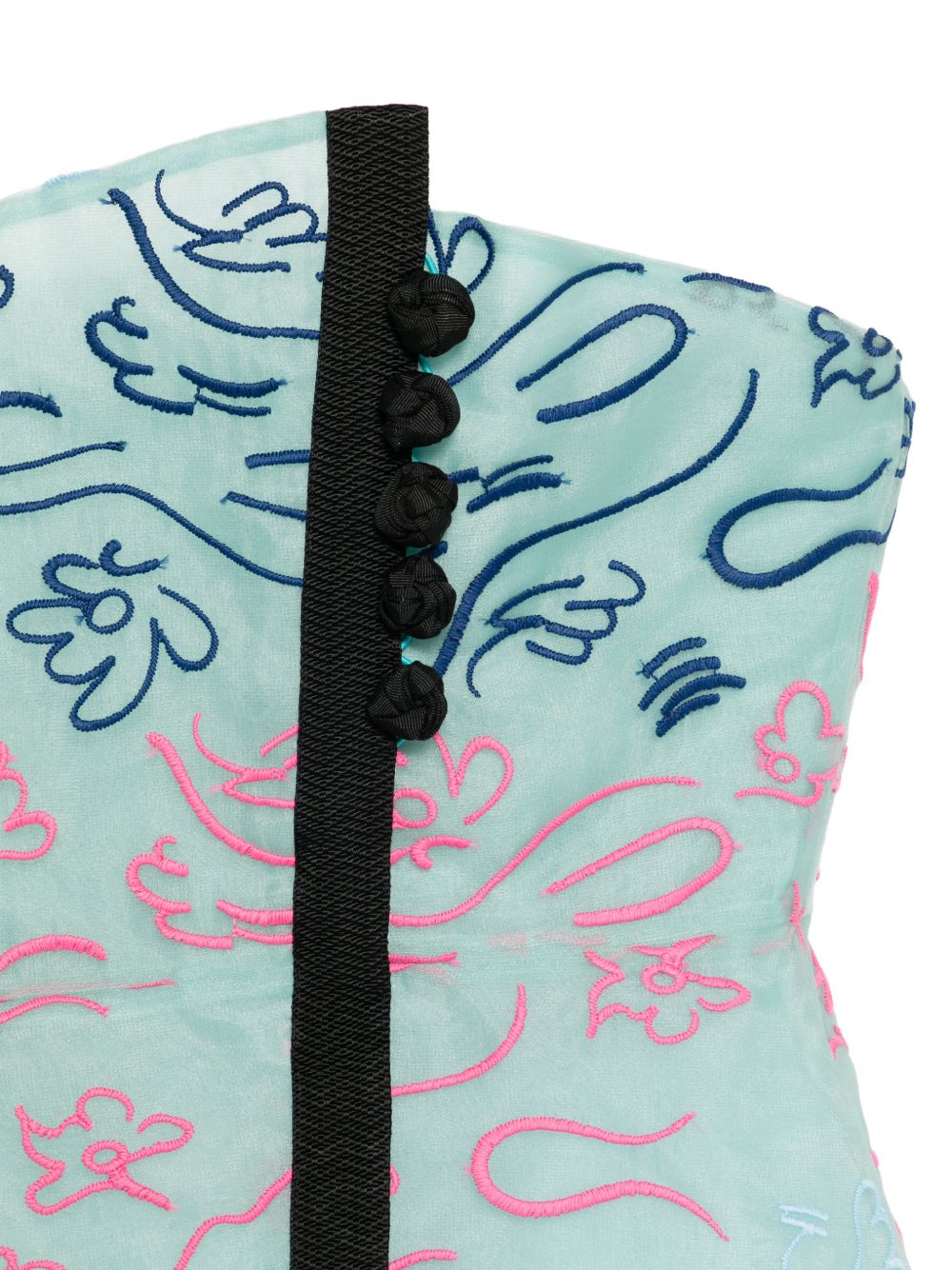 Emporio Armani Women's Floral Embroidery Strapless Top