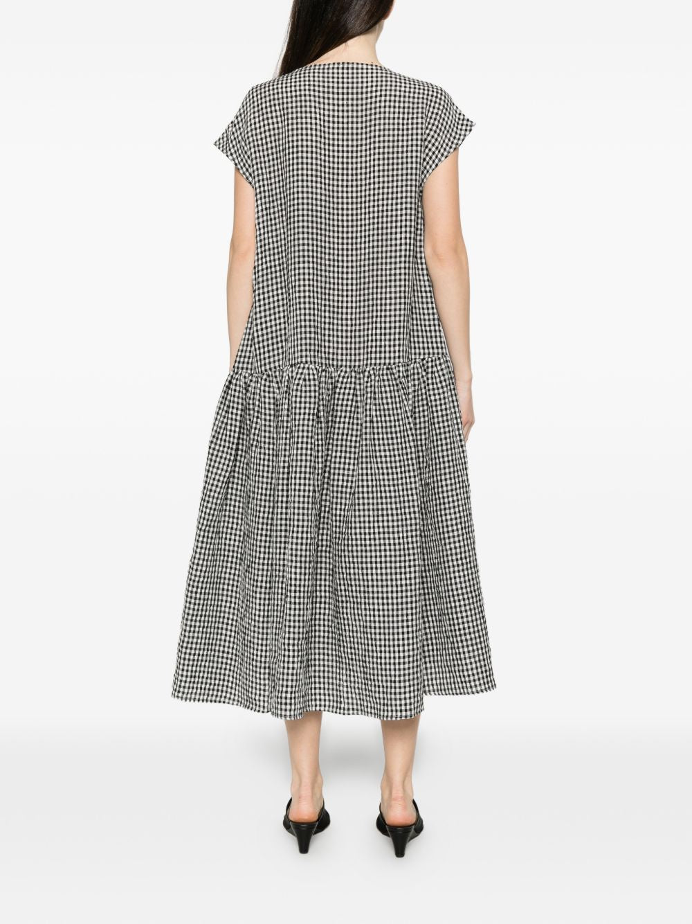 Apuntob Women's Checked Cotton Midi Dress