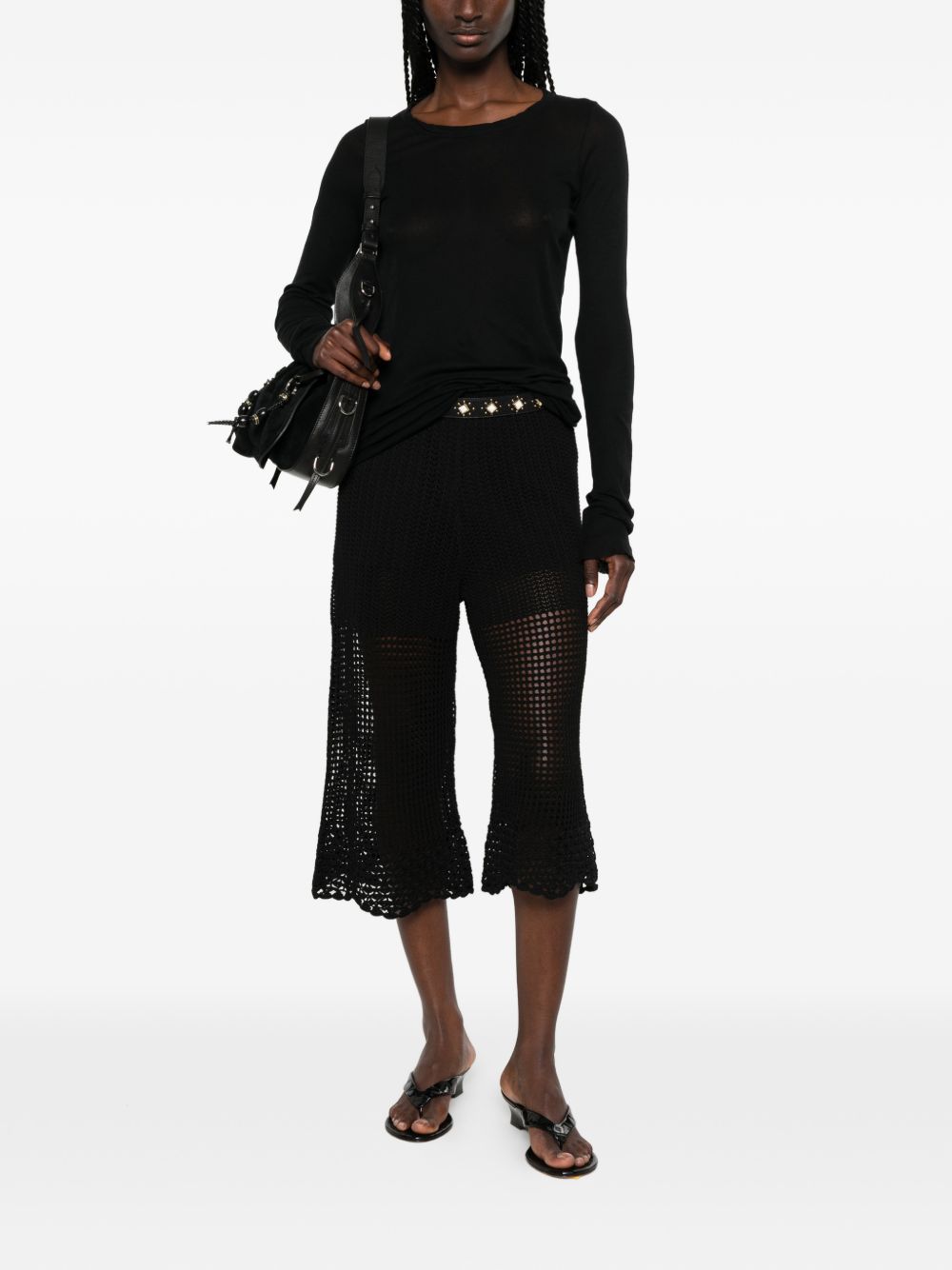 Iro Women's Crochet Knit Wide-Leg Trousers