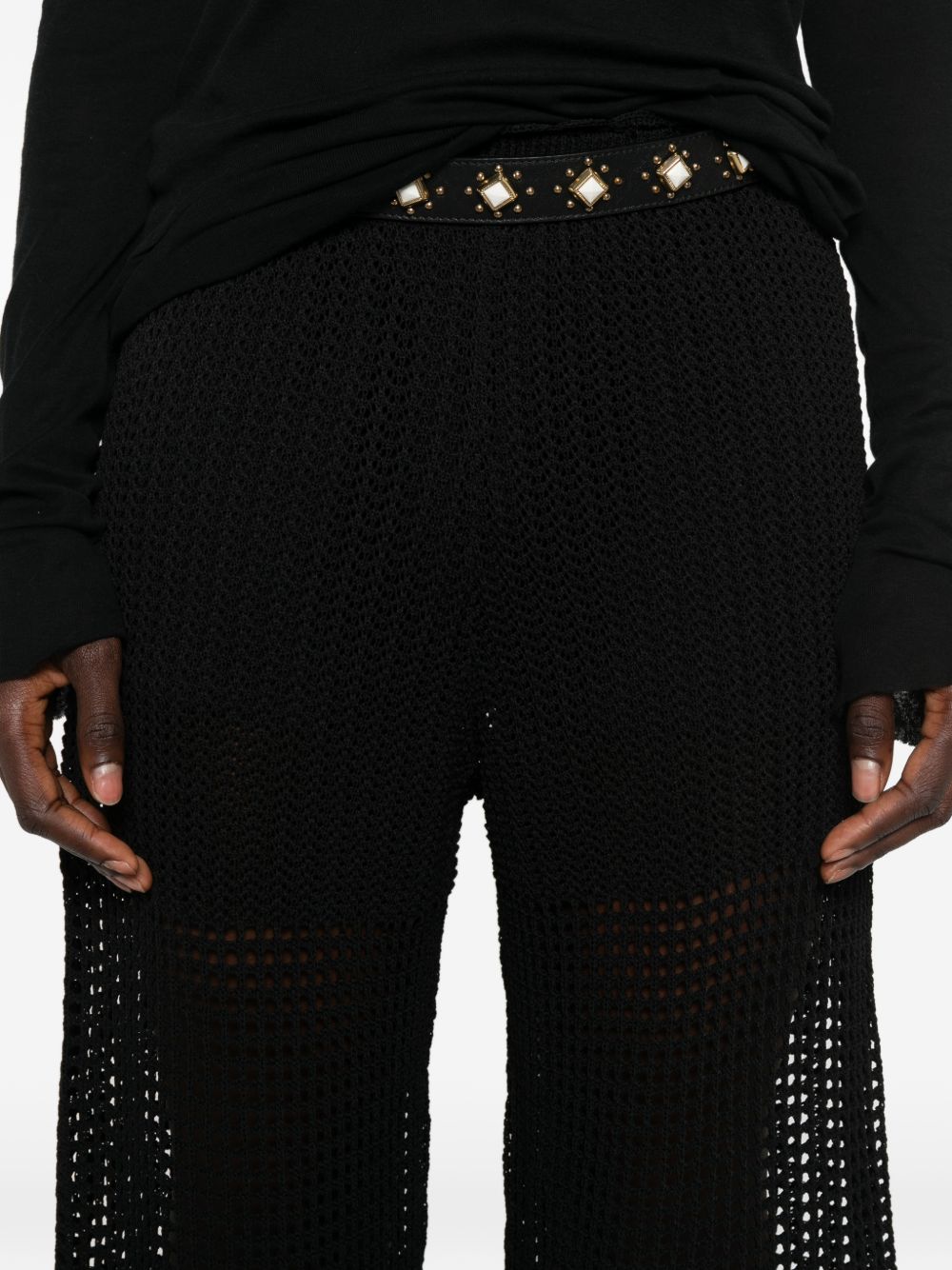 Iro Women's Crochet Knit Wide-Leg Trousers