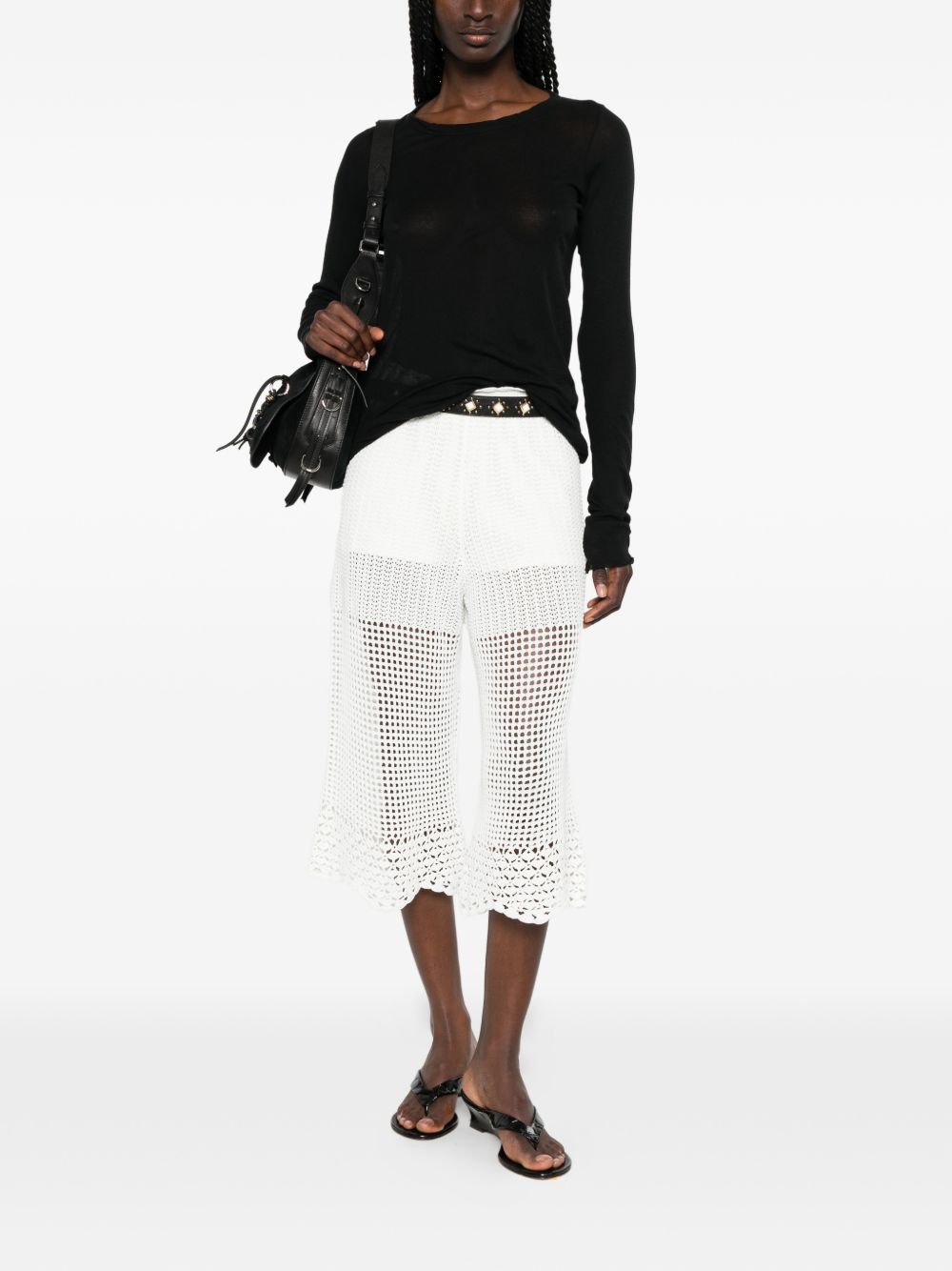 Iro Women's Crochet Knit Wide-Leg Trousers