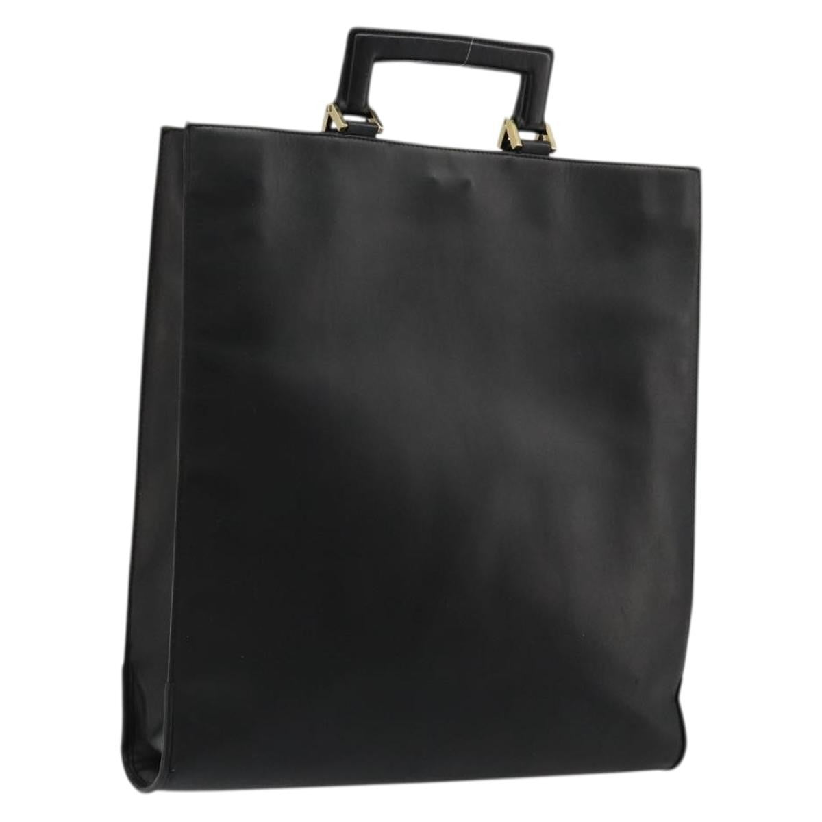 Gucci Vintage Tote Leather Black Leather Tote Bag Bag (Pre-Owned)