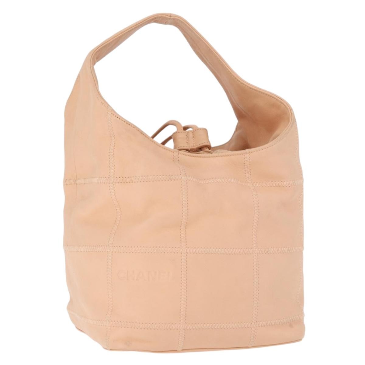 Chanel Square Stitch Tassel Hobo Quilted Leather Pink Leather Handbag (Pre-Owned)
