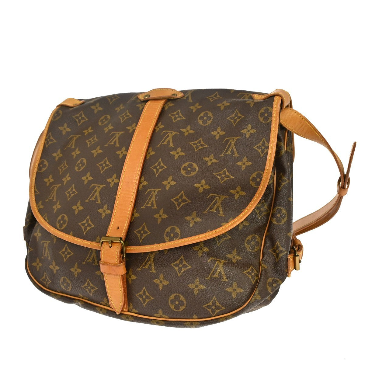 Louis Vuitton Saumur Monogram Canvas Brown Canvas Shoulder Bag Bag (Pre-Owned)