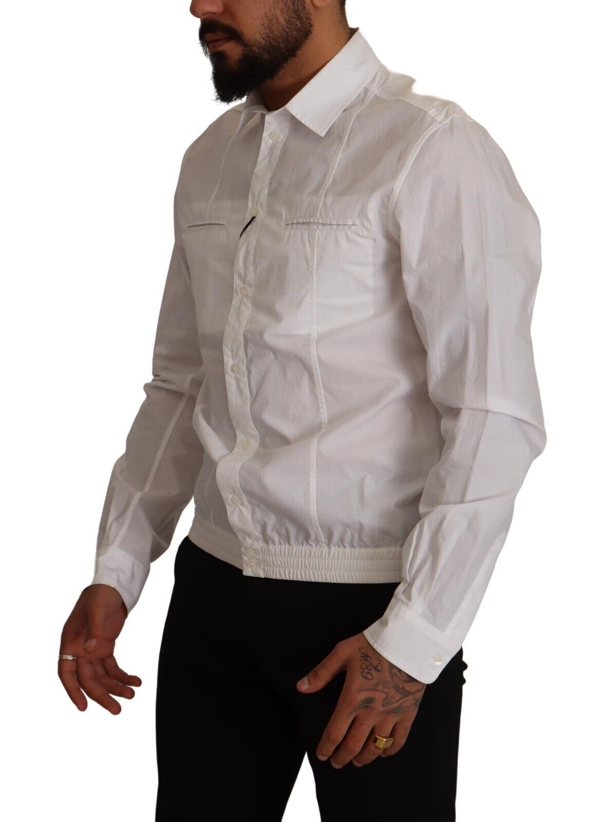 Dolce & Gabbana White Cotton Button Down Men Collared Men's Shirt