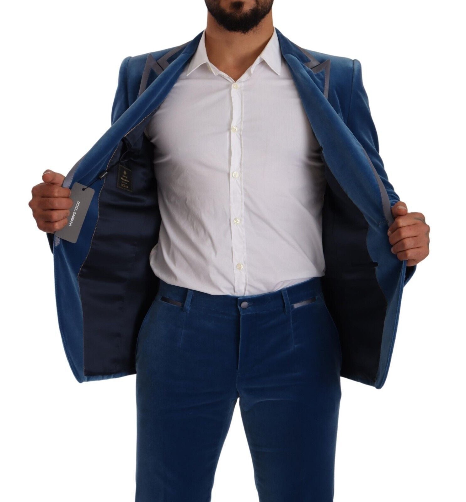 Dolce & Gabbana Blue SICILIA Velvet Slim Fit 2 Piece Men's Suit