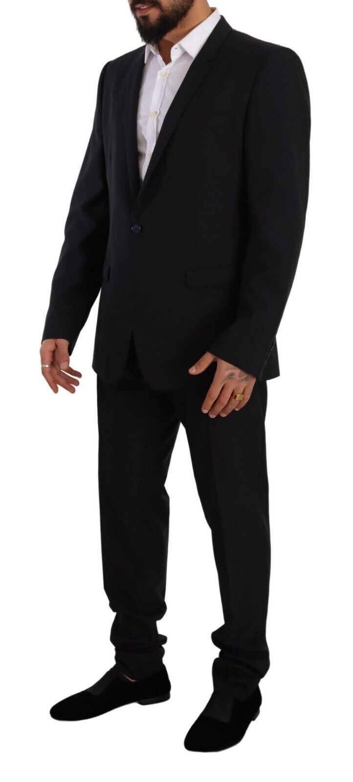 Dolce & Gabbana Elegant Navy Slim Fit Wool Silk Two-Piece Men's Suit