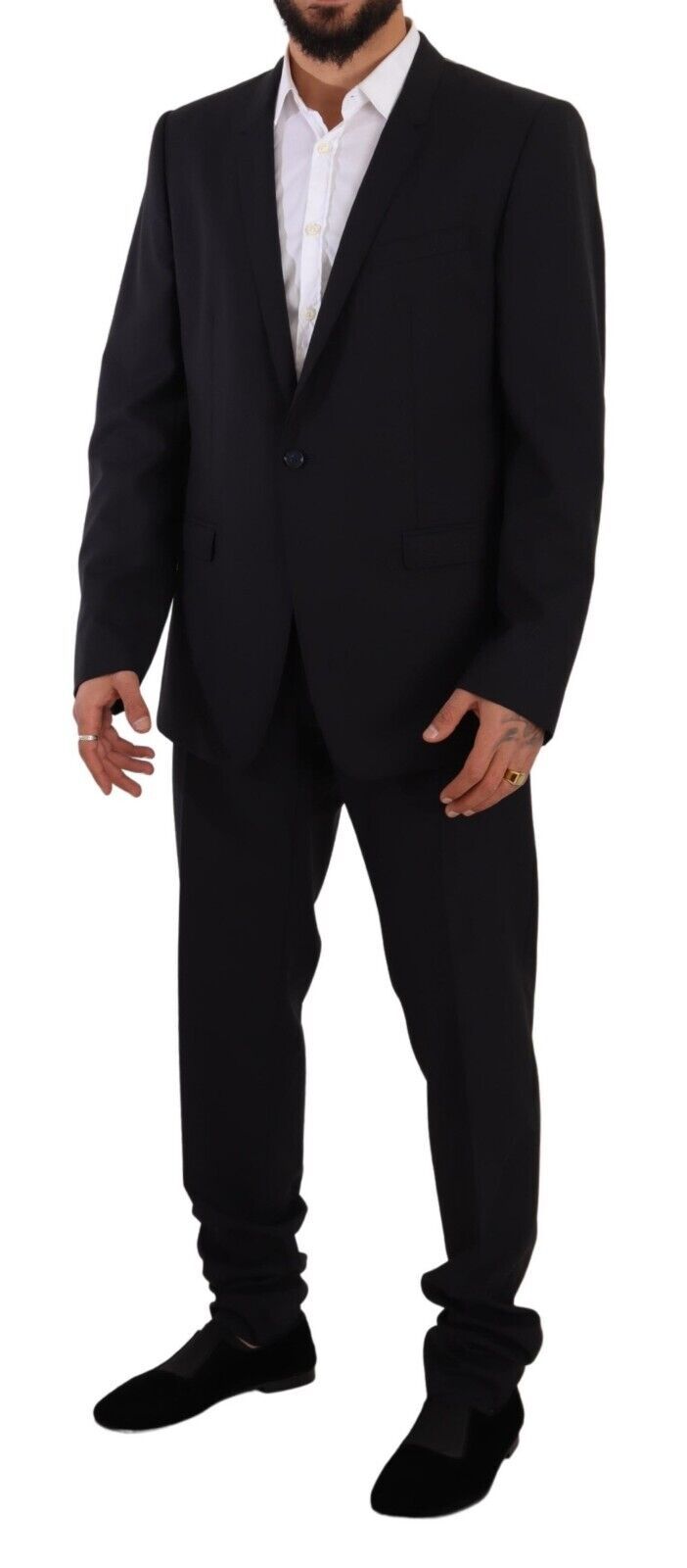 Dolce & Gabbana Elegant Navy Slim Fit Wool Silk Two-Piece Men's Suit
