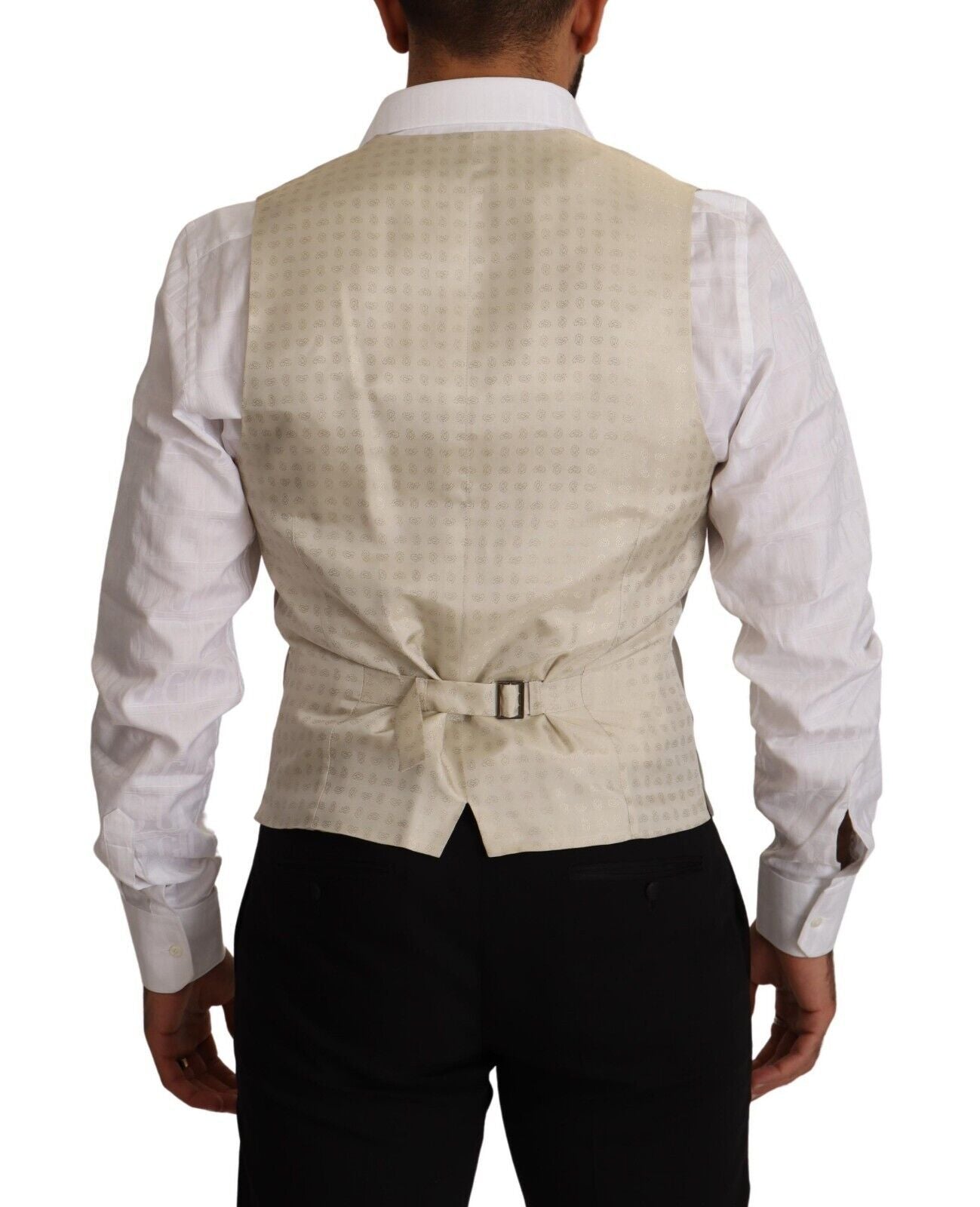 Dolce & Gabbana Beige Wool Single Breasted Waistcoat Men's Vest