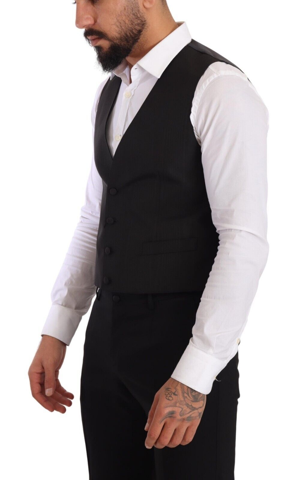 Dolce & Gabbana Gray Silk Slim Fit Waistcoat Formal Men's Vest