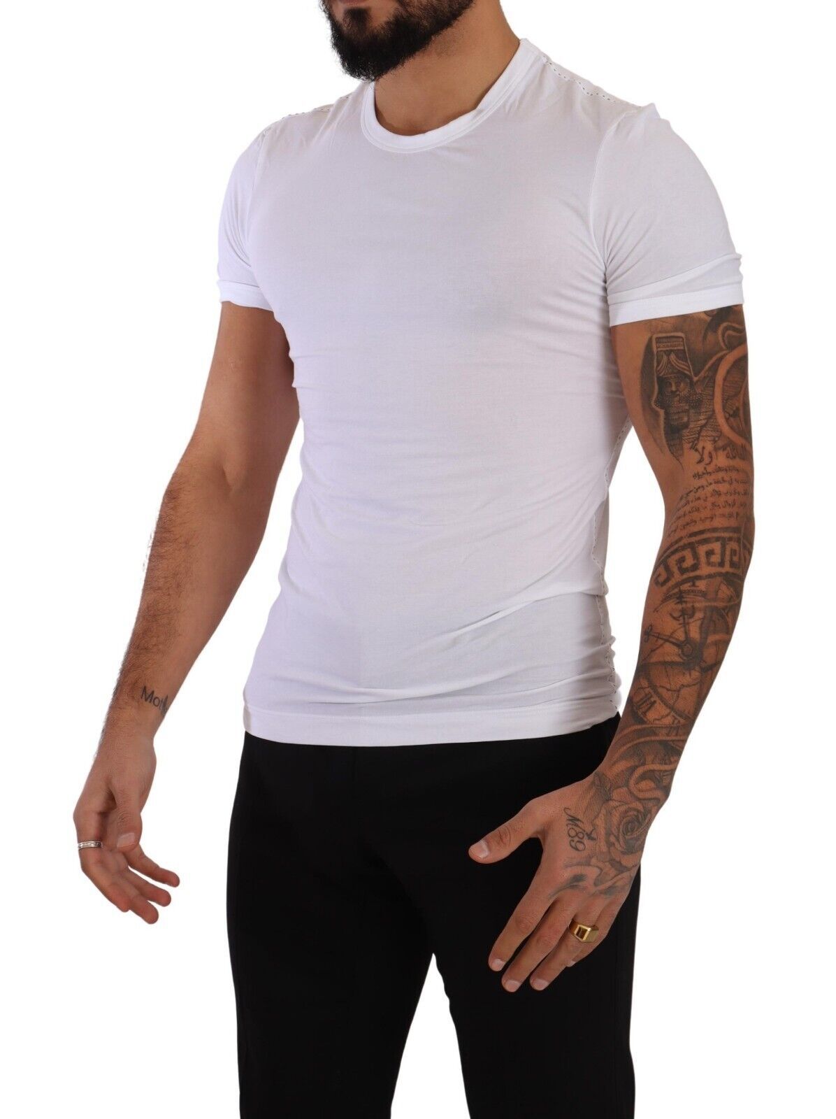 Dolce & Gabbana White Round Neck Cotton Stretch T-shirt Men's Underwear