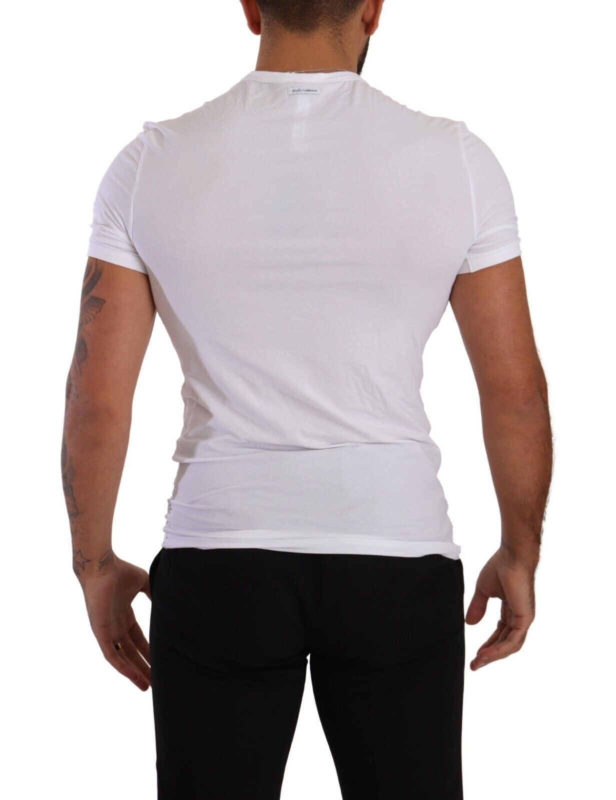 Dolce & Gabbana White Round Neck Cotton Stretch T-shirt Men's Underwear