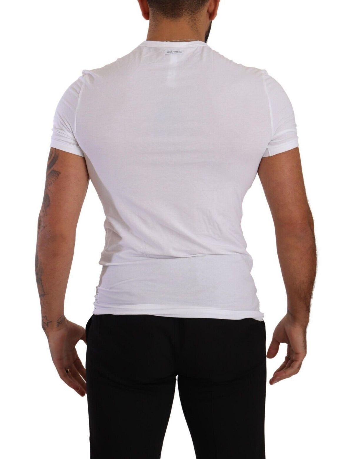 Dolce & Gabbana White Round Neck Cotton Stretch T-shirt Men's Underwear