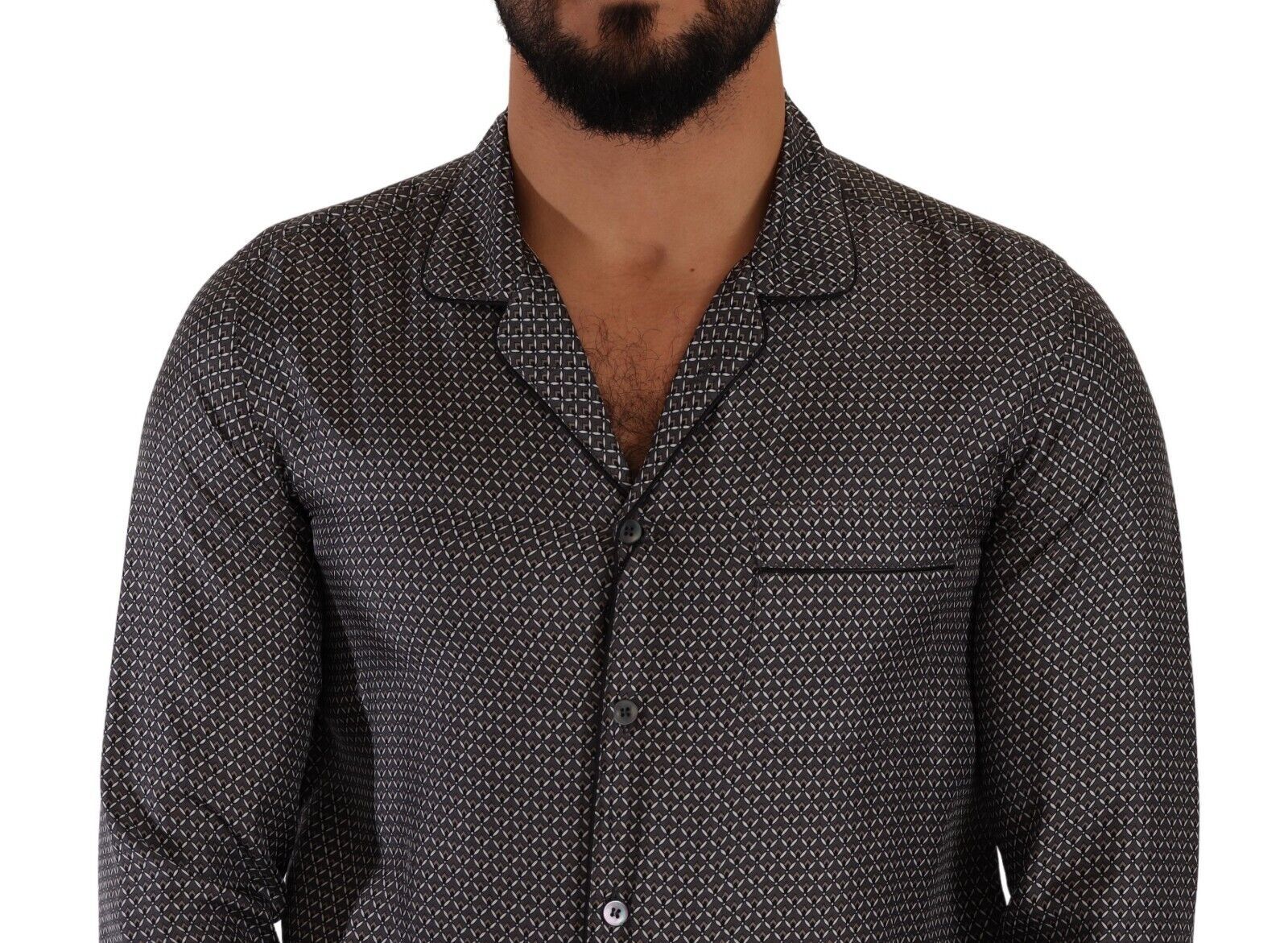 Dolce & Gabbana Gray Fantasy Pattern Pajama Top Mens Men's Shirt