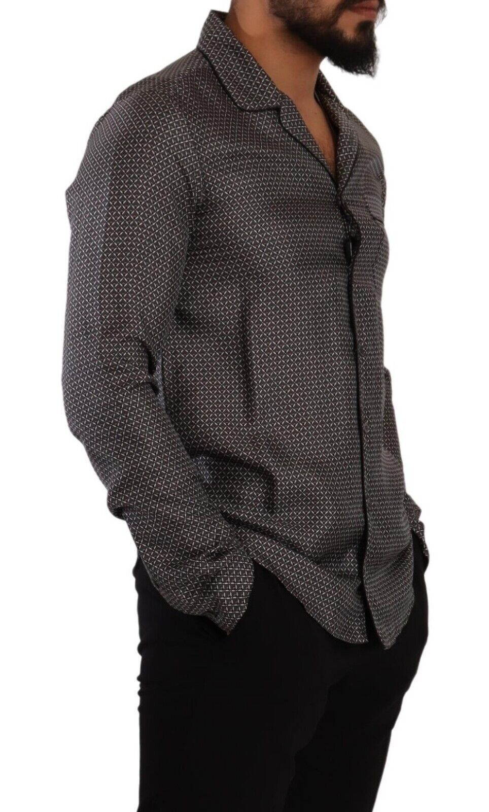 Dolce & Gabbana Gray Fantasy Pattern Pajama Top Mens Men's Shirt