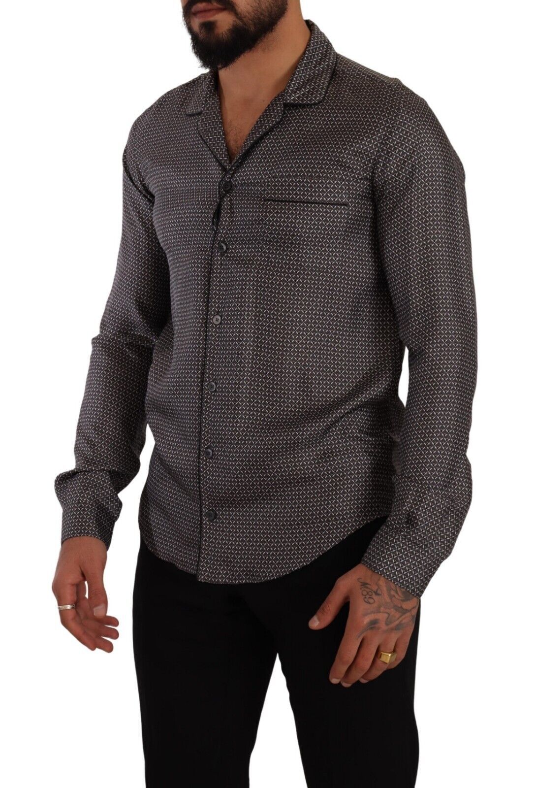 Dolce & Gabbana Gray Fantasy Pattern Pajama Top Mens Men's Shirt