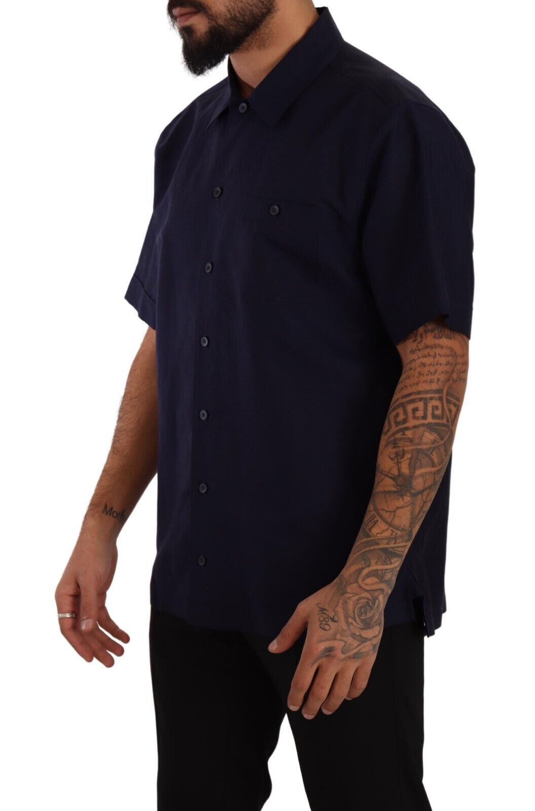 Dolce & Gabbana Elegant Navy Blue Button-Down Casual Men's Shirt