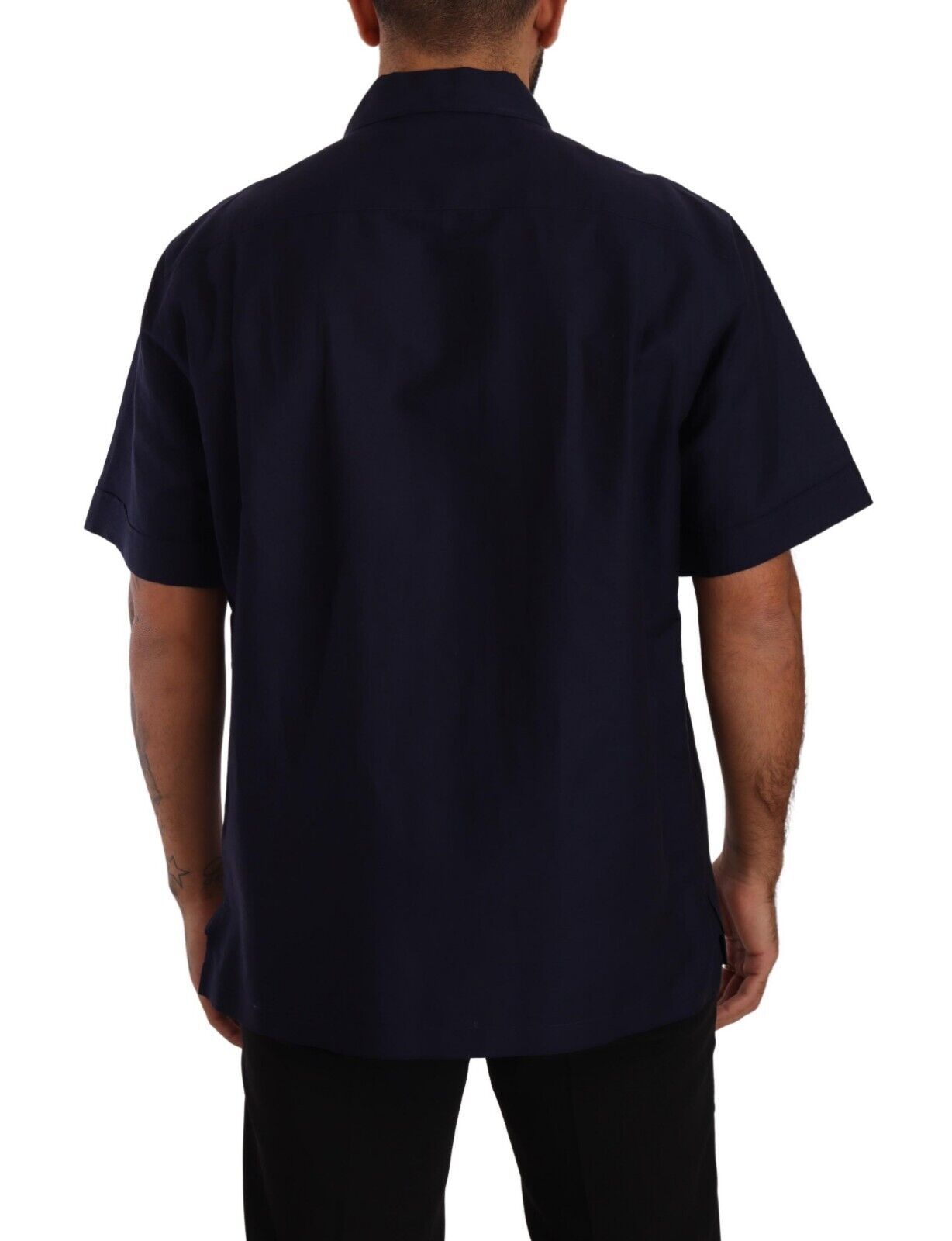 Dolce & Gabbana Elegant Navy Blue Button-Down Casual Men's Shirt