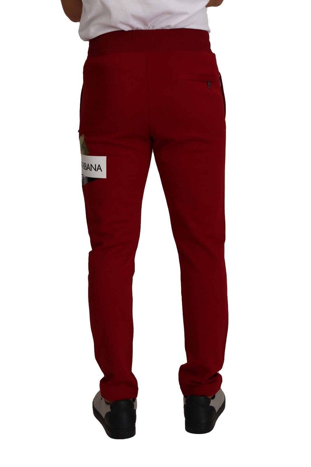 Dolce & Gabbana Red Cotton Logo Patch SweatMen's Jogging Men's Pants