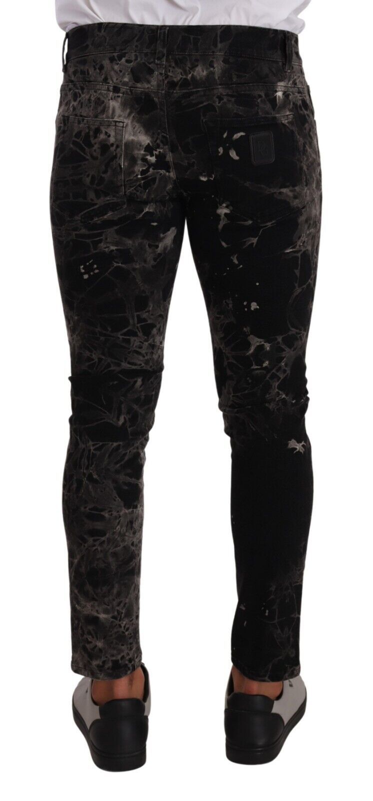 Dolce & Gabbana Black Patterned Skinny Slim Fit Men's Jeans