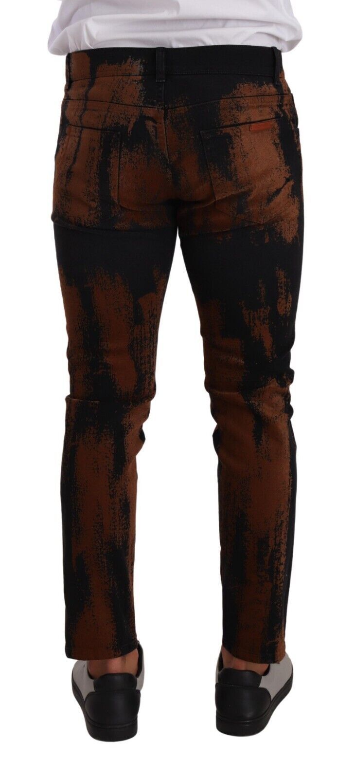 Dolce & Gabbana Black Brown Tie Dye Cotton Skinny Denim Men's Jeans