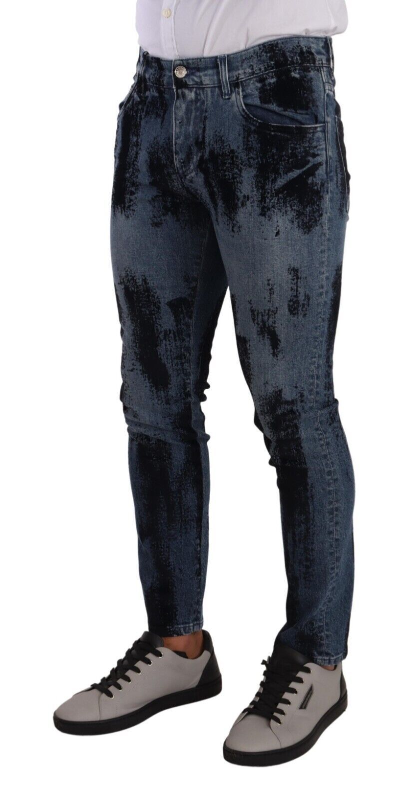 Dolce & Gabbana Blue Black Cotton Skinny Denim Men's Jeans