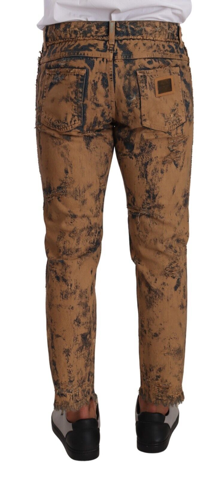 Dolce & Gabbana Brown Distressed Cotton Regular Denim Men's Jeans