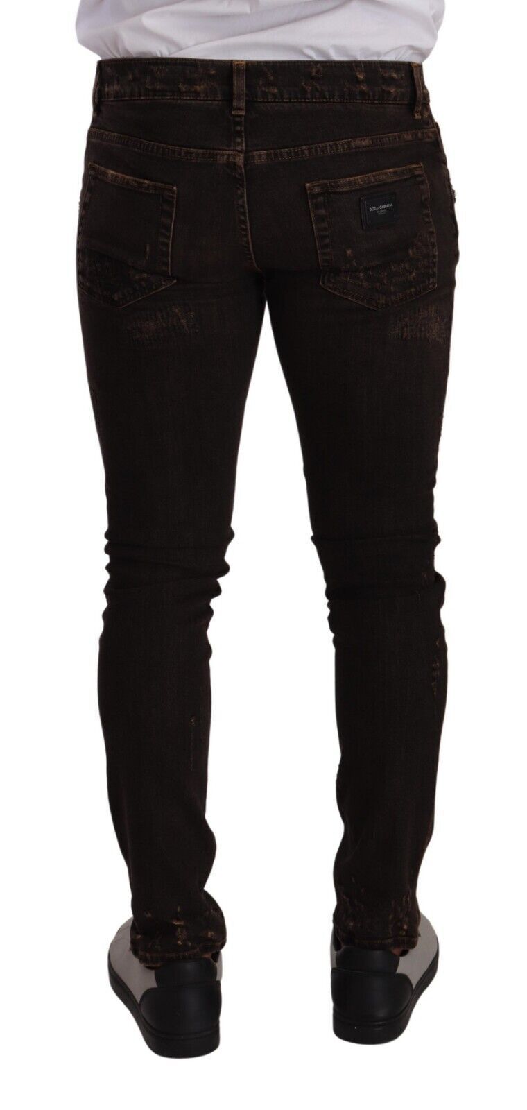 Dolce & Gabbana Brown Distressed Slim Fit Skinny Denim Men's Jeans