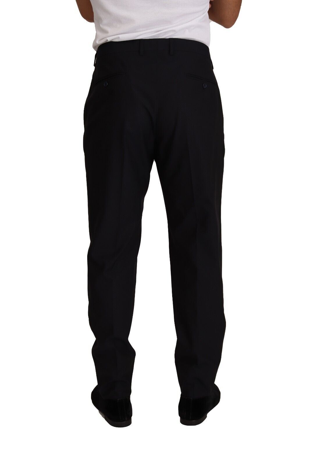 Dolce & Gabbana Elegant Dark Blue Wool Silk Tuxedo Men's Trousers