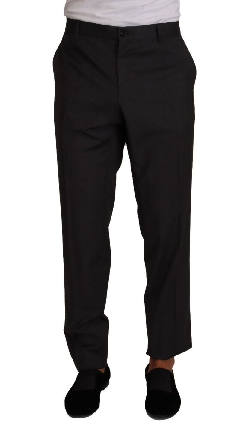 Dolce & Gabbana Elegant Grey Wool Dress Men's Trousers