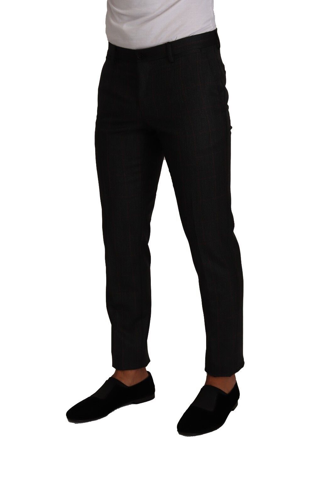 Dolce & Gabbana Gray Check Wool Formal Trouser Dress Men's Pants