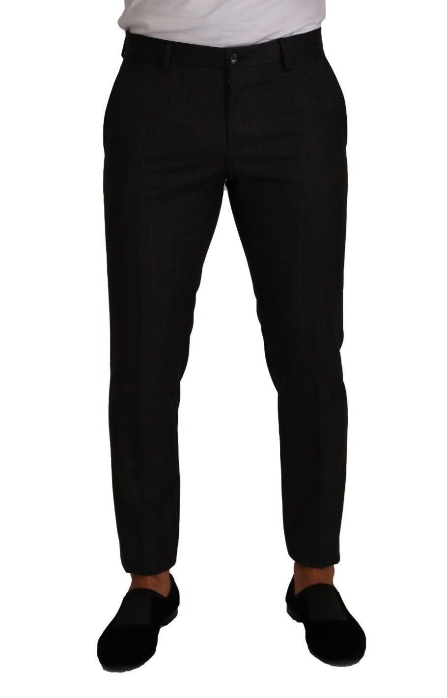 Dolce & Gabbana Gray Check Wool Formal Trouser Dress Men's Pants