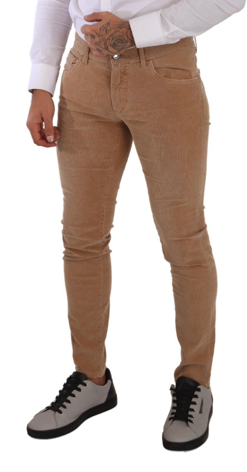 Dolce & Gabbana Brown Corduroy Cotton Skinny Slim Fit Men's Jeans