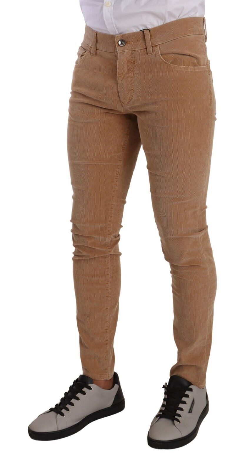 Dolce & Gabbana Brown Corduroy Cotton Skinny Slim Fit Men's Jeans