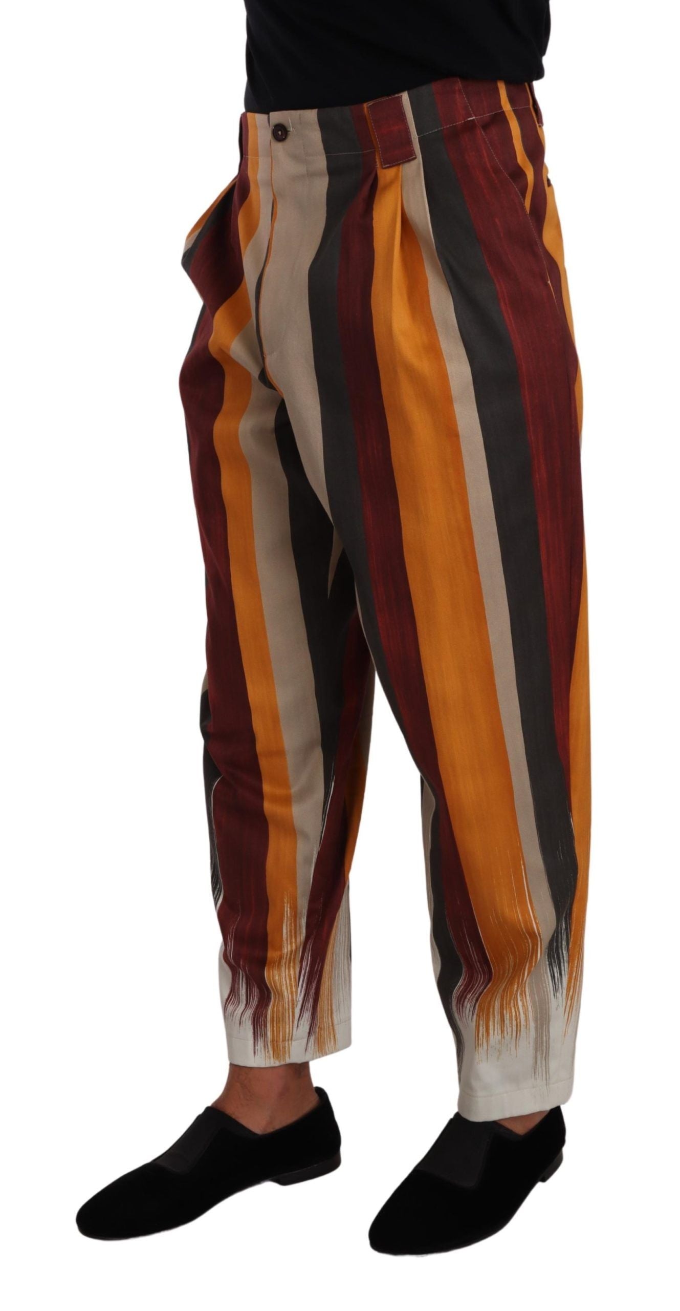 Dolce & Gabbana Multicolor Striped Cotton Tapered Trouser Men's Pants