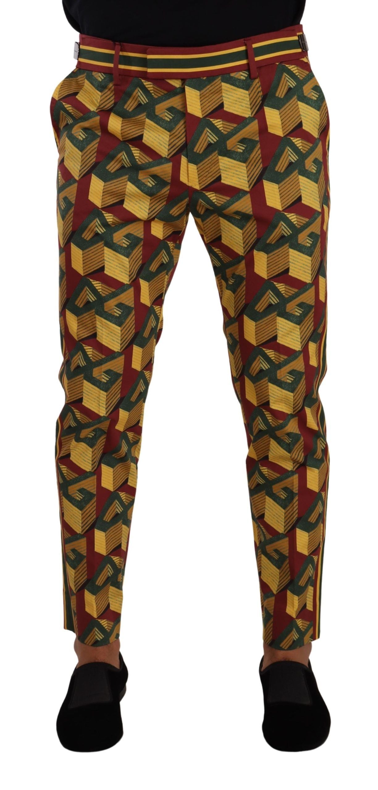 Dolce & Gabbana Multicolor Logo Mania Cotton Tapered Trouser Men's Pants