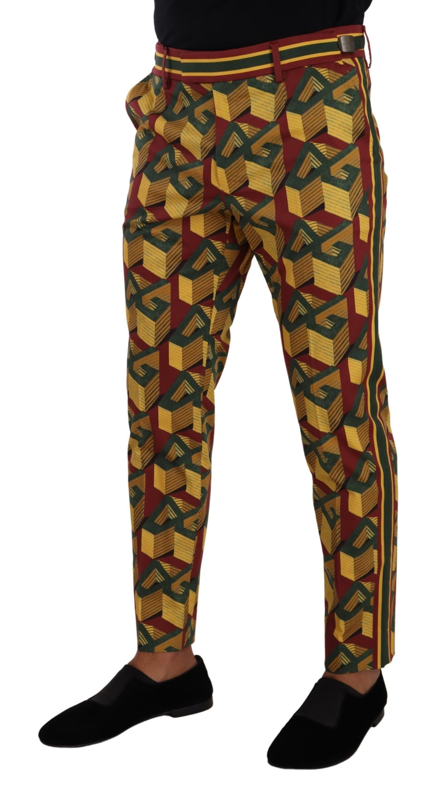 Dolce & Gabbana Multicolor Logo Mania Cotton Tapered Trouser Men's Pants