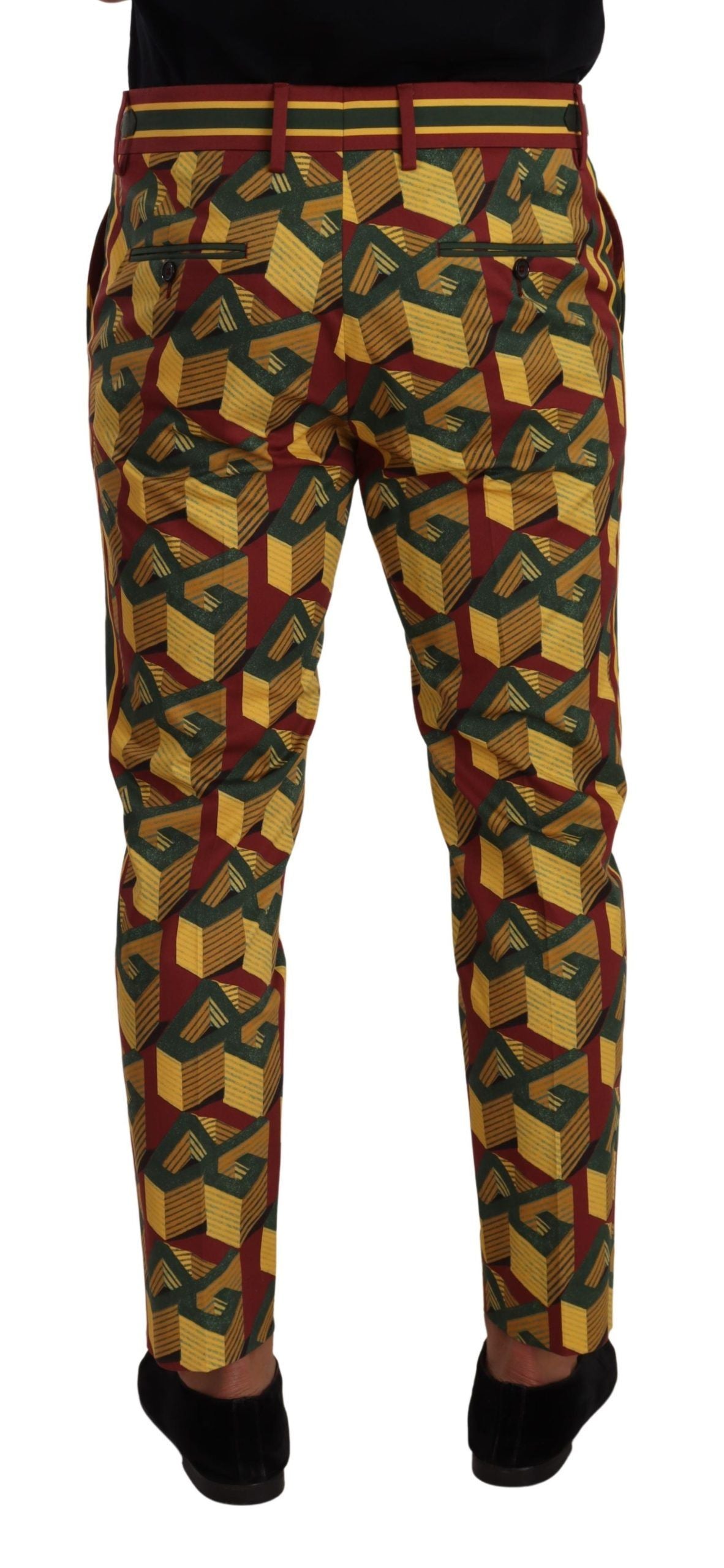 Dolce & Gabbana Multicolor Logo Mania Cotton Tapered Trouser Men's Pants