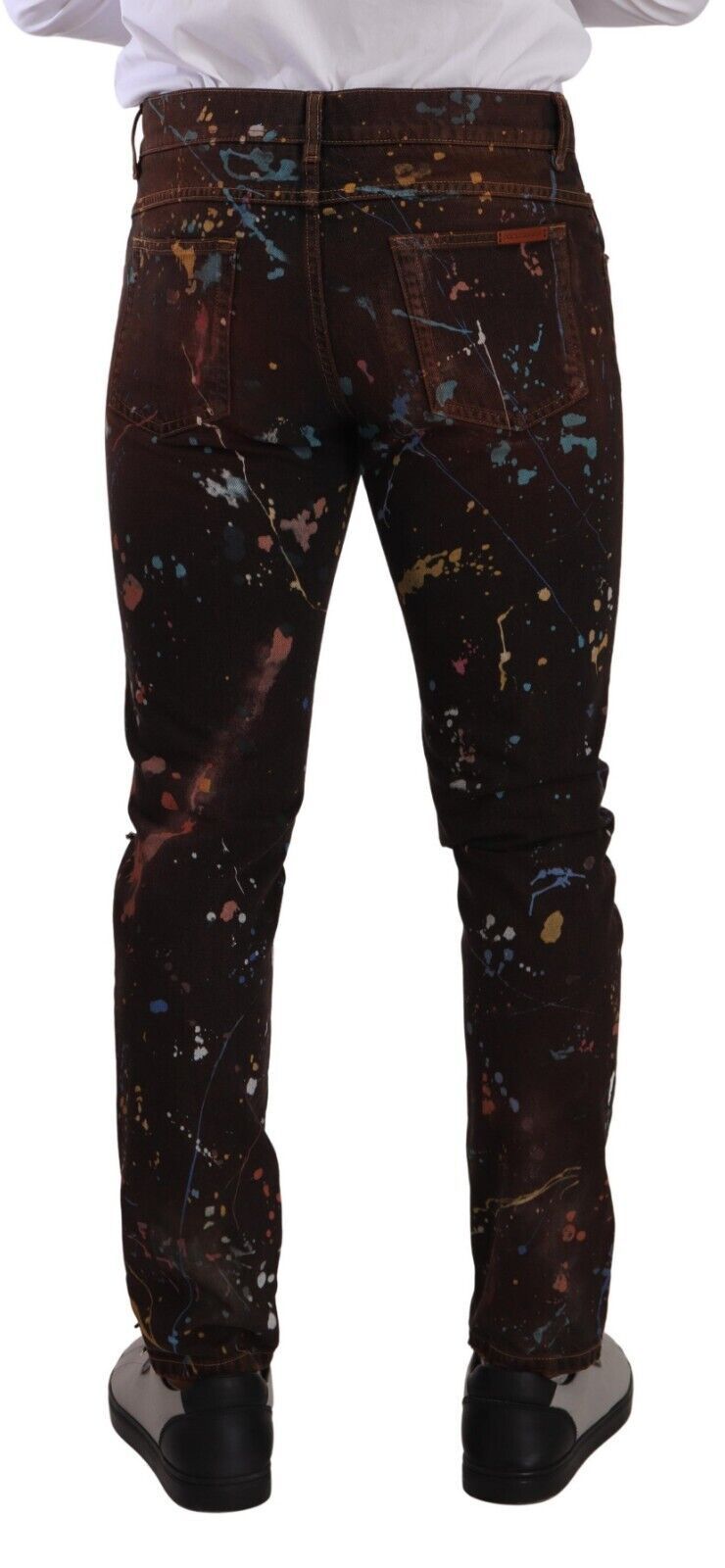 Dolce & Gabbana Multicolor Painted Skinny Denim Men's Jeans