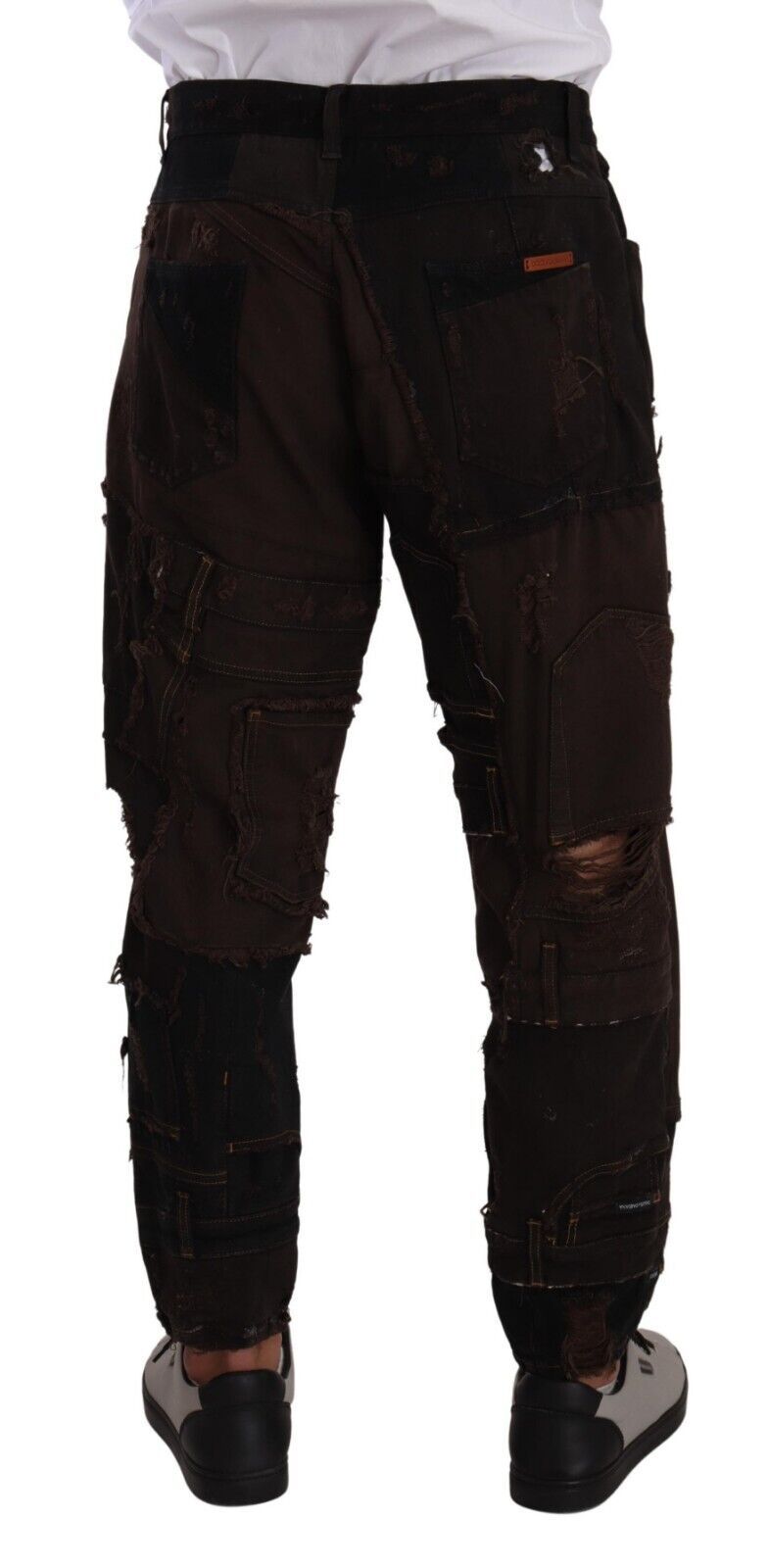 Dolce & Gabbana Brown Cotton Distressed Regular Denim Men's Jeans