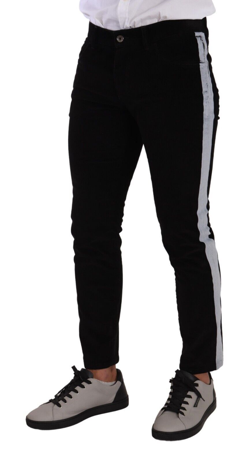 Dolce & Gabbana Black Cotton Stretch Skinny Corduroy Men's Jeans