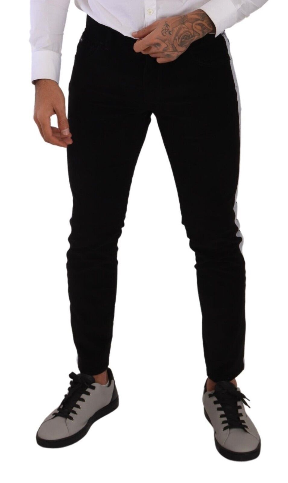 Dolce & Gabbana Black Cotton Stretch Skinny Corduroy Men's Jeans