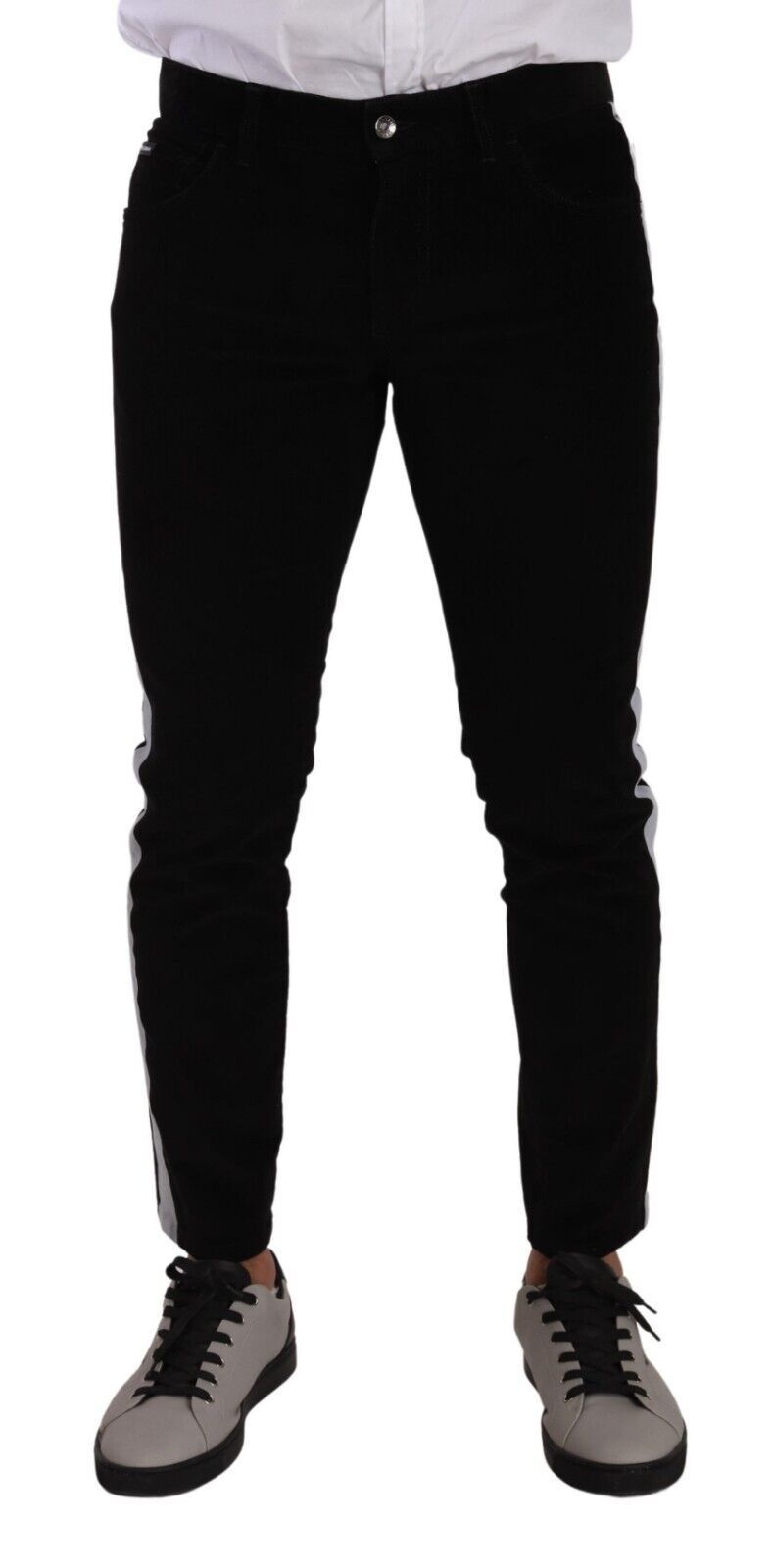 Dolce & Gabbana Black Cotton Stretch Skinny Corduroy Men's Jeans