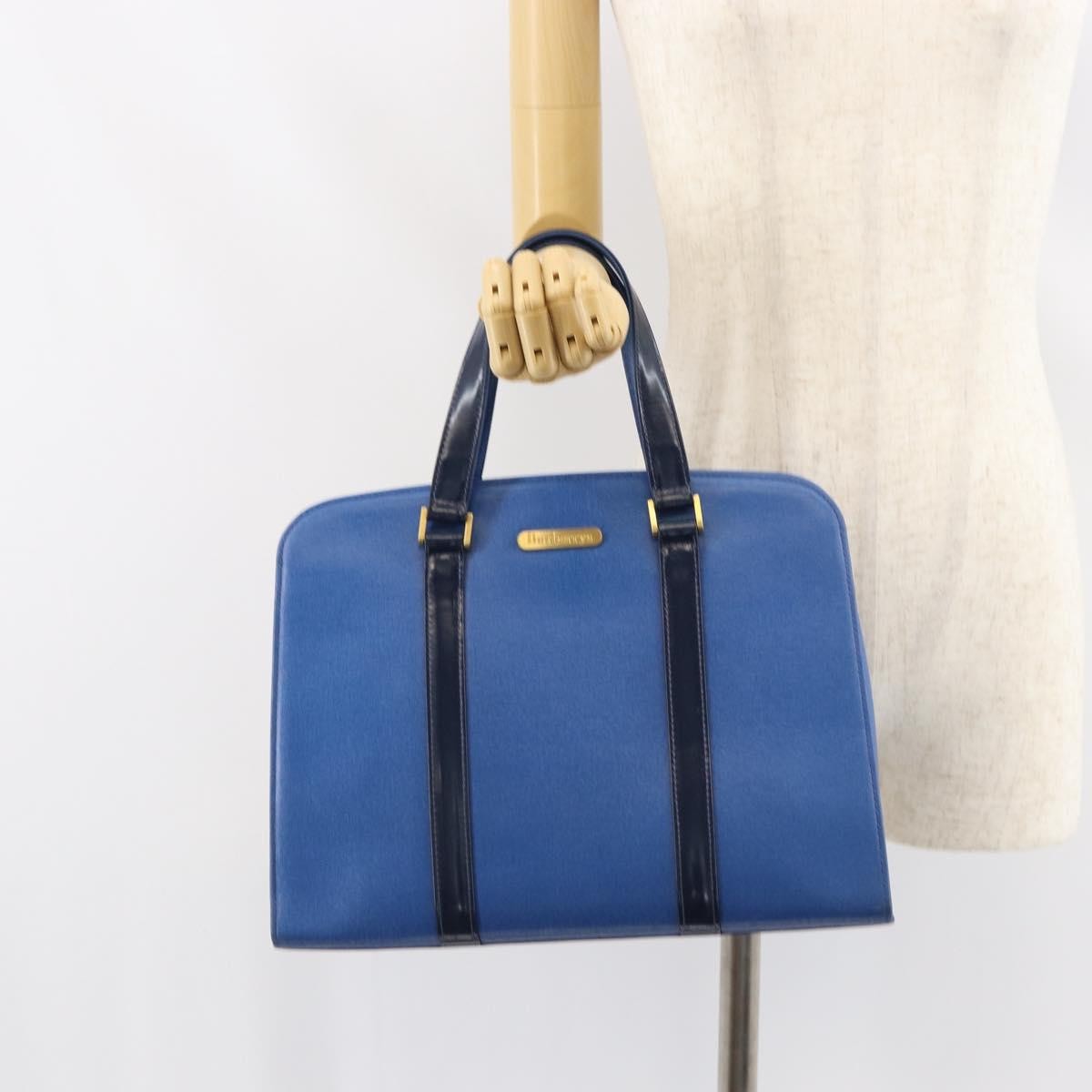 Burberry Vintage Leather Blue Leather Handbag (Pre-Owned)
