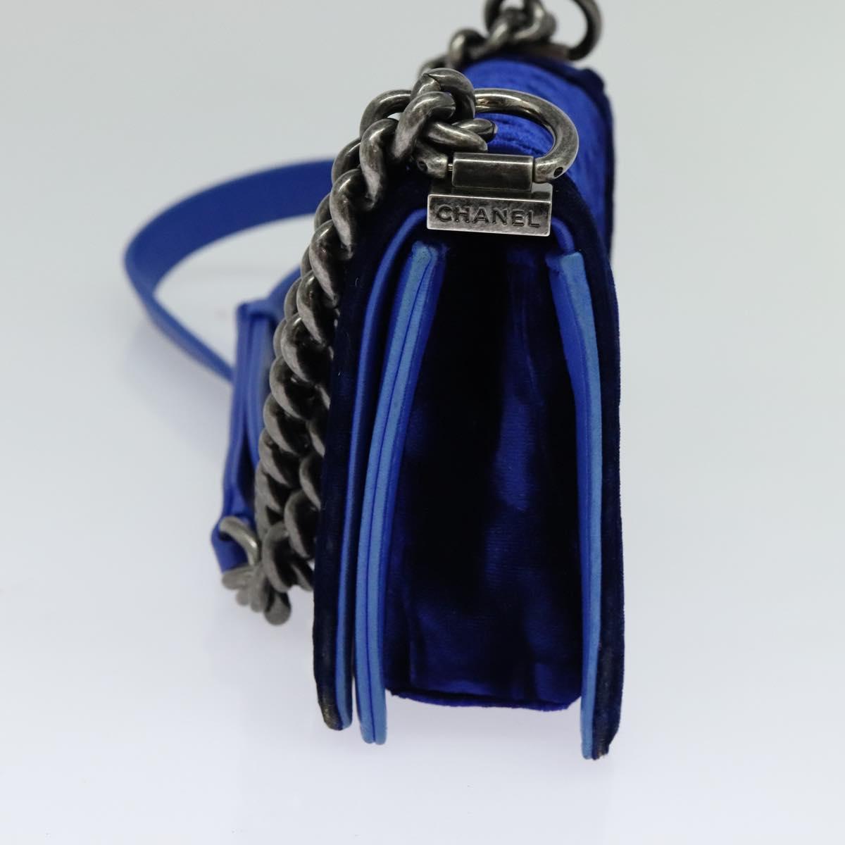 Chanel Boy Blue Velvet Shoulder Bag (Pre-Owned)