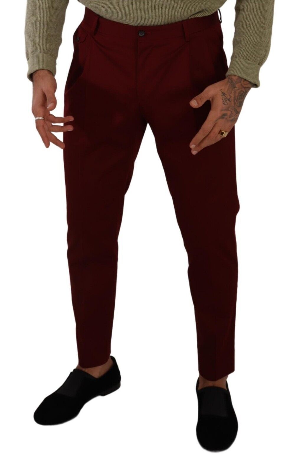 Dolce & Gabbana Elegant Dark Red Dress Chinos for Men's Men