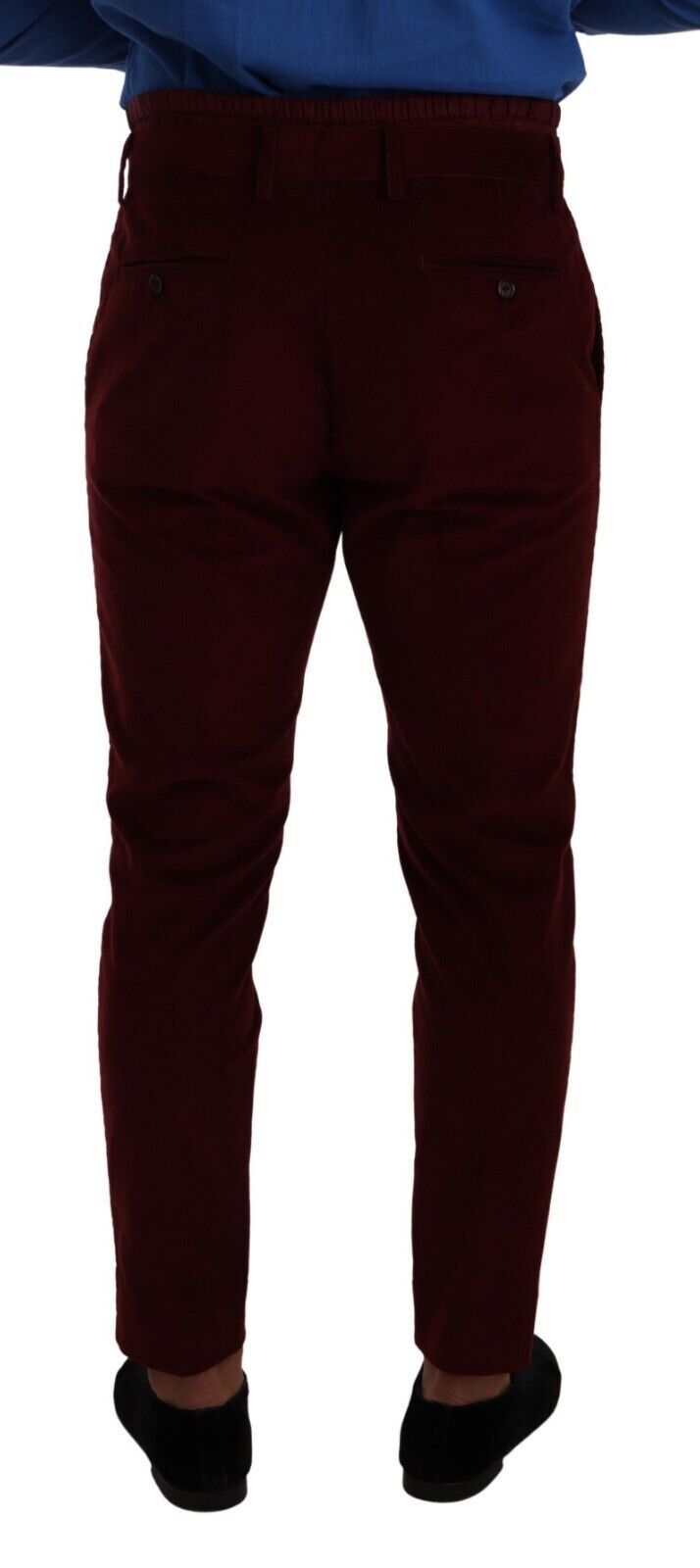 Dolce & Gabbana Elegant Bordeaux Velvet Dress Men's Trousers