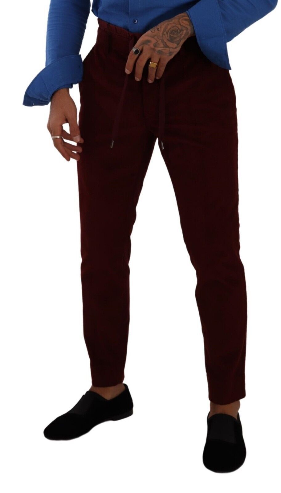 Dolce & Gabbana Elegant Bordeaux Velvet Dress Men's Trousers