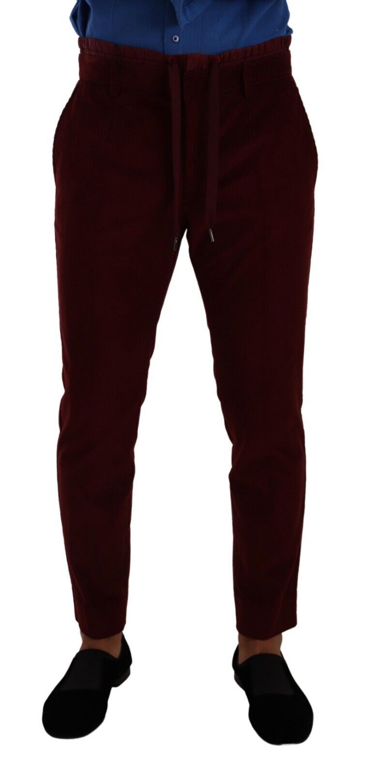 Dolce & Gabbana Elegant Bordeaux Velvet Dress Men's Trousers